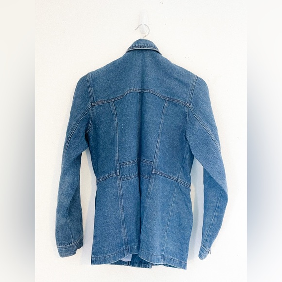 St John’s Bay Jacket Size Small Women’s Blue Denim 3 Button Collared Giacca 90s - Picture 4 of 4